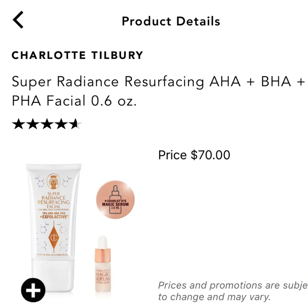 New - Charlotte Tilbury Exfoliating Face Mask